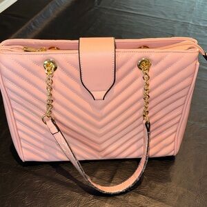 Blush Quilted Chain-Handle Tote Bag Pink NEW